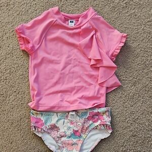 Janie and Jack Pink Floral Kids Swim Rashguard
